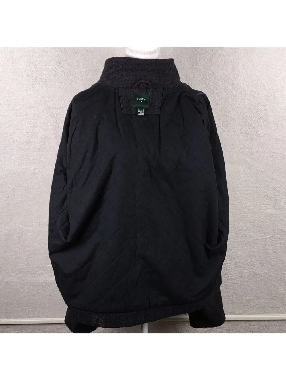 J. Crew 100% Wool Black Pointed Collar Long Sleeve Full Zipper Front Dress Coat